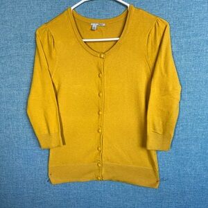 Yellow Button-Up Women's Sweater